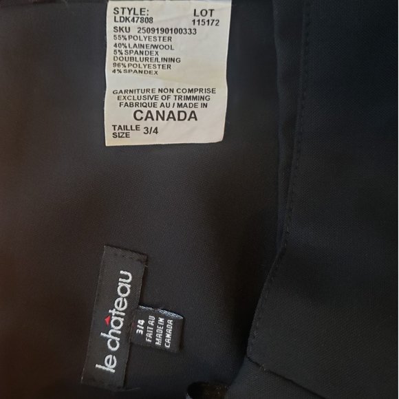 Le Chateau Black Stretch Pencil Skirt  Midi Length Belted Accent- Size 3/4 - Picture 8 of 11